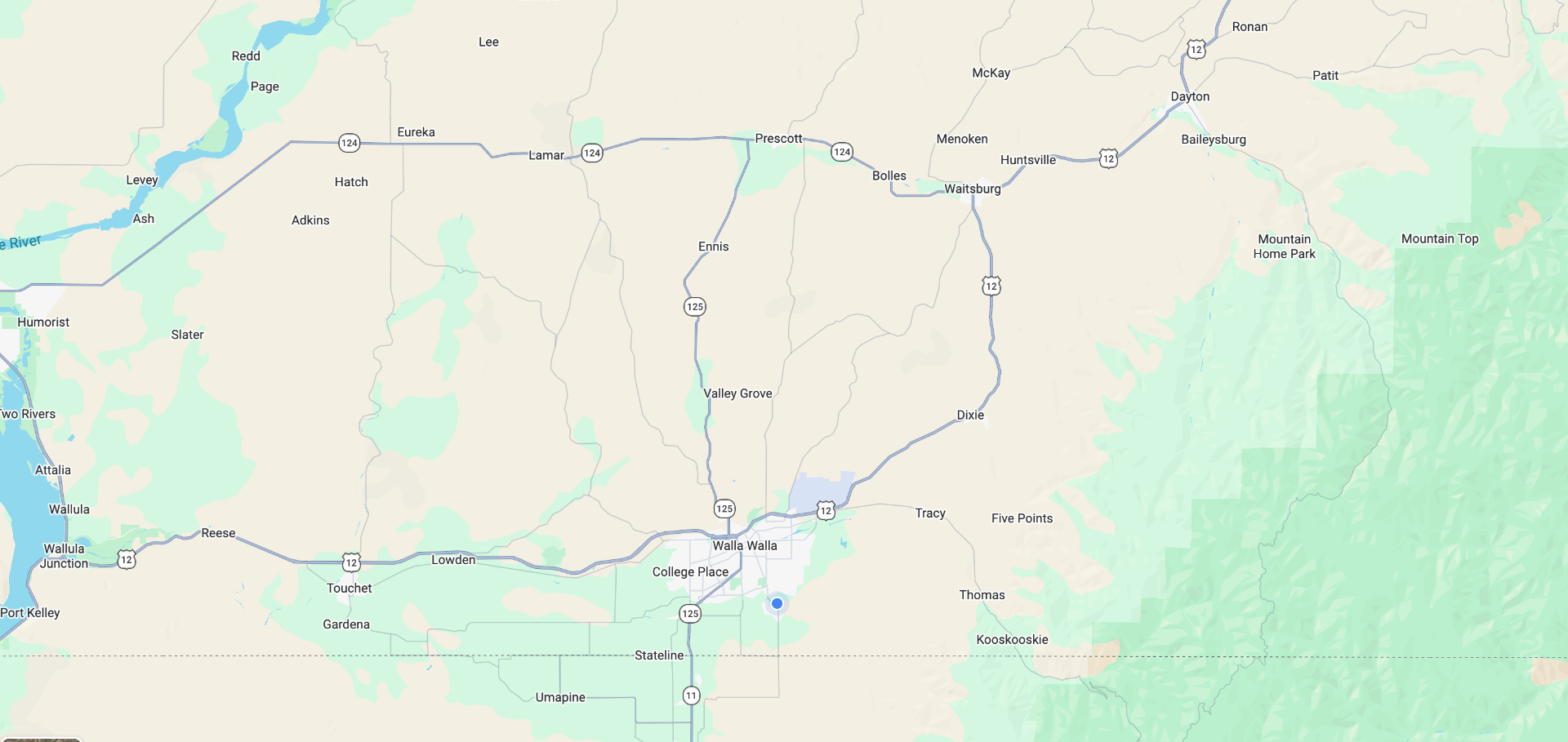 Map of the Walla Walla Valley service area
